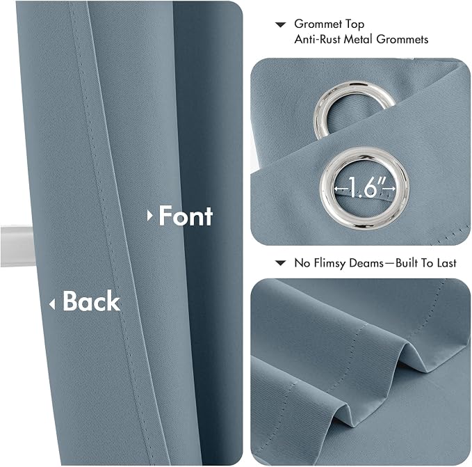 MIULEE Blackout Curtains for Bedroom 2 Panel 40 x 63 Inch Long Greyish Blue | - Image 4