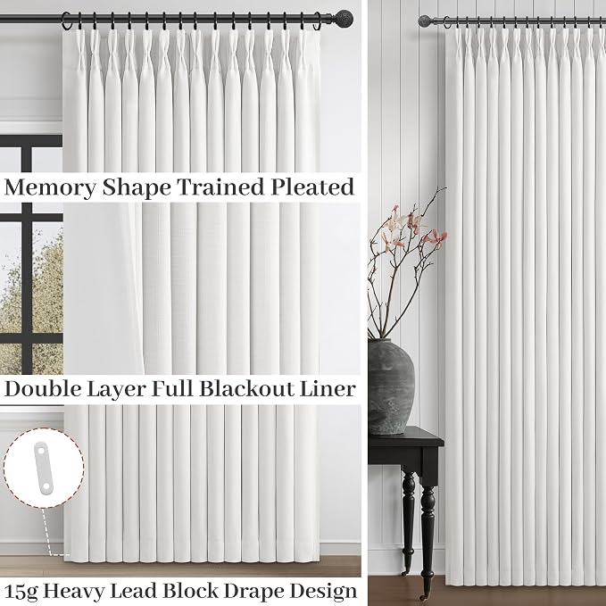 Pinch Pleated Drapes 2 Panel Set Blackout Curtains 90 Inches Long - Image 4