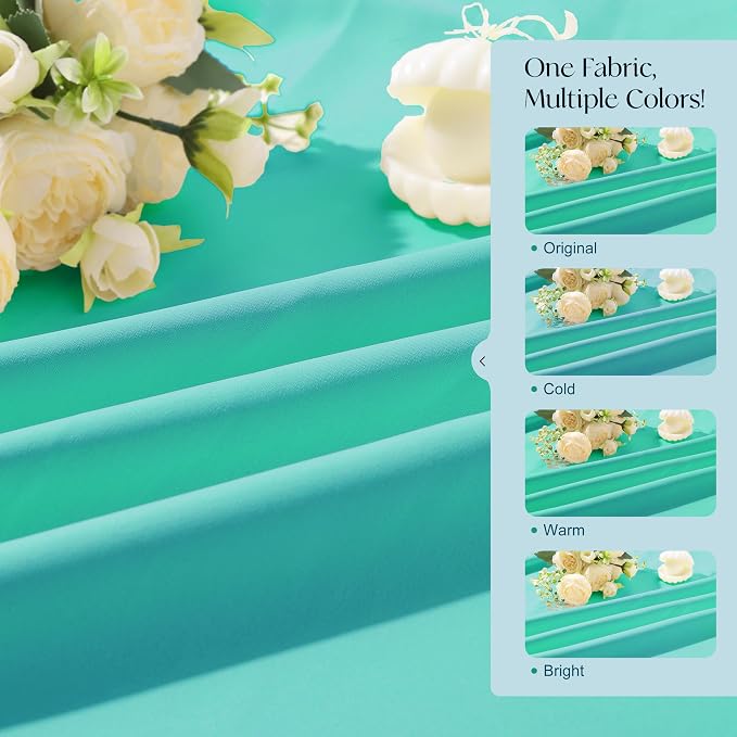 Etherealveil Turquoise Green Pinch Pleated Blackout Curtains 2P 40"x72" | Back - Image 6