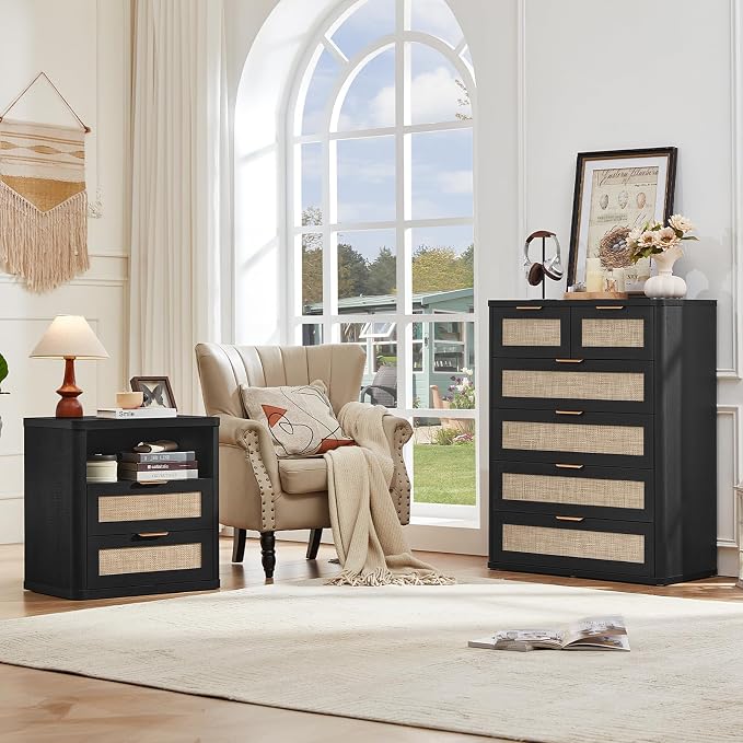 LEYAOYAO Rattan Dresser for Bedroom - Image 3