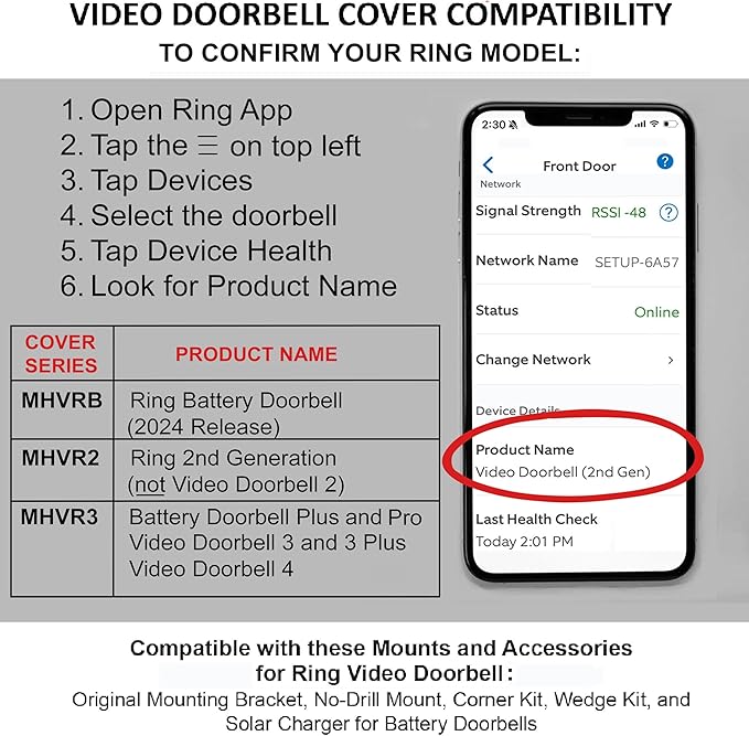 Garden Video Doorbell Cover (Compatible with Ring Battery Doorbell - 2024 Release) (Oiled Bronze)