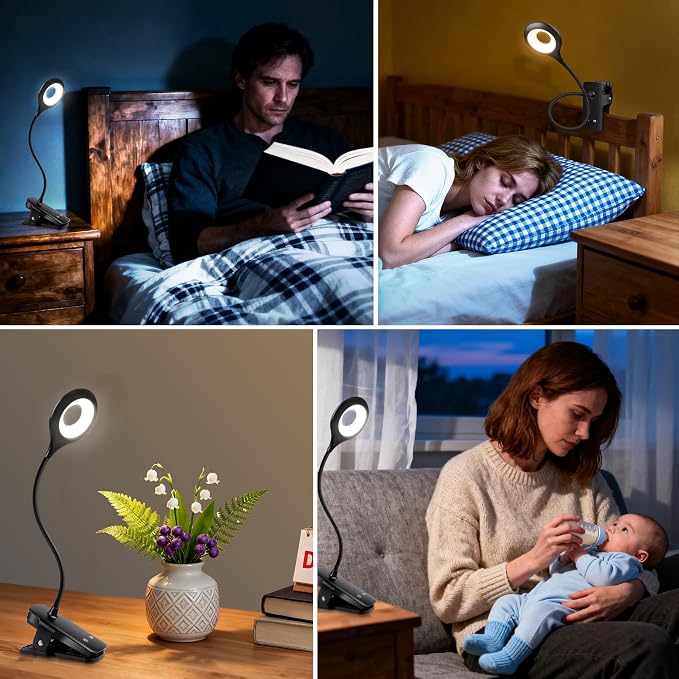Akynite Clip on Light LED Desk Lamp 5 Brightness+5 Colors Rechargeable Lamp | - Image 6