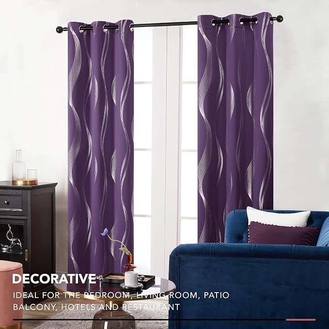 Deconovo Curtains for Living Room, Pattern Blackout Curtains 54 Inches Long | - Image 5