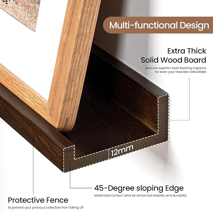 Picture Ledge Shelf, Floating Shelves Set of 2, 36 Inches Solid Wood Nursery - Image 4