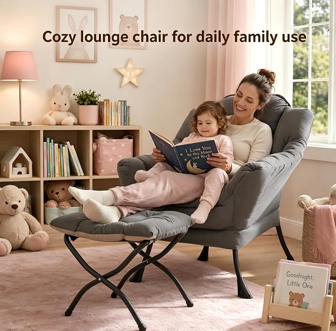 HollyHOME Lazy Chair with Foldable Ottoman, Accent Comfy Lounge Armchair and - Image 9