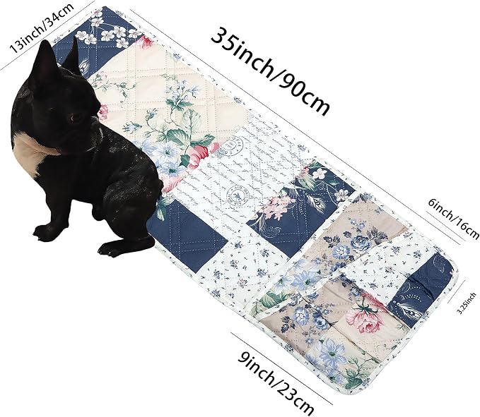 Brilliant Sunshine Vintage Indigo Roses Couch Armrest Cover, Armrest Organizer - Image 2