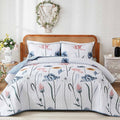 WONGS BEDDING Queen Size Quilt Set, 3-Piece Lightweight Botanical Bedspread | by WONGSBEDDING