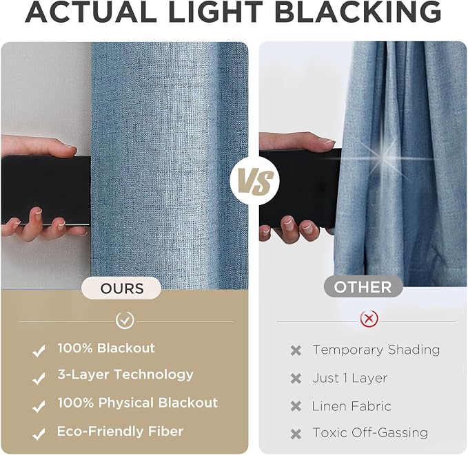 Joydeco Blackout Curtains 72 Inches Long 2 Panels Burg, Room Darkening Curtains - Image 6
