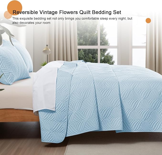 Whale Flotilla Extra Soft Queen Quilt Bedding Set, Lightweight Bedspreads | - Image 6