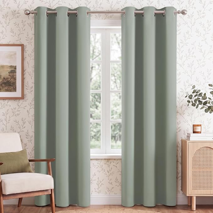 NICETOWN Sage Green Room Darkening Curtains 84 Inches Long 2 Panels by NICETOWN