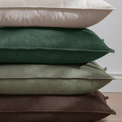 EMEMA Christmas Throw Pillow Covers Decorative Linen Pillow Covers 24x24 Inch Green Boho Farmhouse Neutral Couch Throw Pillows for Bed Pack of 2 Accent Pillowcase Modern Sofa Cushion Livingroom Home