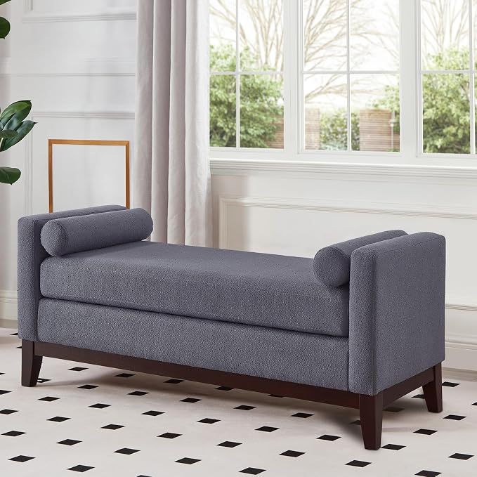 51" Full Size End of Bed Bench for Bedroom Living Room, Dark Grey. - Image 6