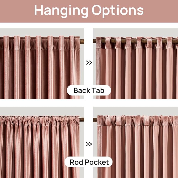 Dusty Pink Velvet Curtains 84 inch Long - Image 6