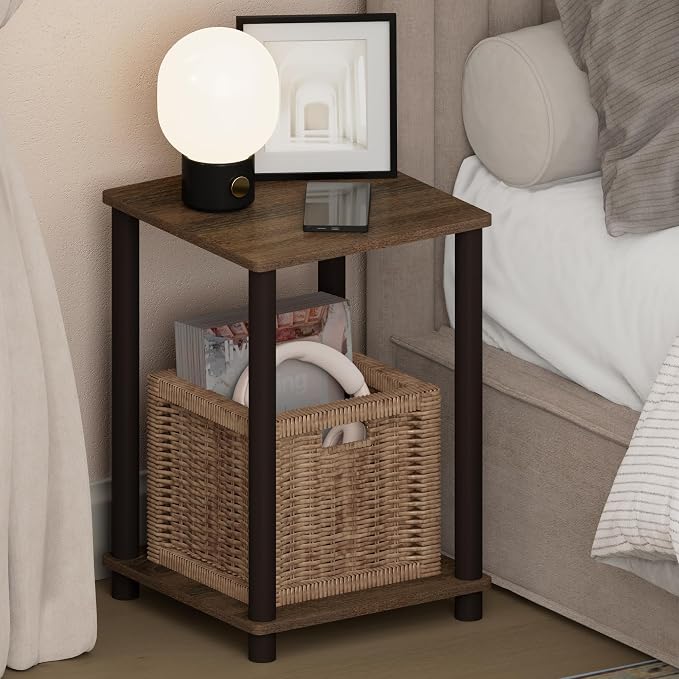 Furinno Turn-N-Tube Night Stand, 2-Tier Open Shelf Design Nightstand, Toolless by Furinno-FitsYourSpaceFitsYourBudget
