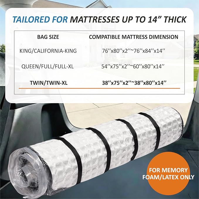 Foam Mattress Vacuum Bag with 4 Adjustable Straps, Twin/Twin XL | Heavy-Duty - Image 5