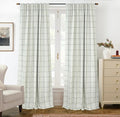 DriftAway 100% Blackout Plaid Linen Curtains 96 Inches Long 2 Panels Black | by DriftAway