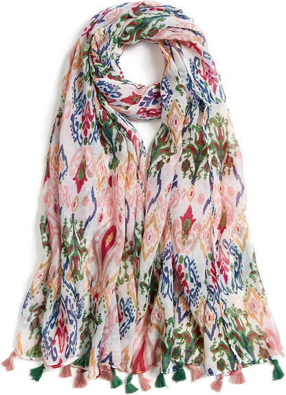 Scarf for Women Lightweight Soft Floral Leopard Printed Scarves Fall Winter Fashion Shawl Wrap with Fringe