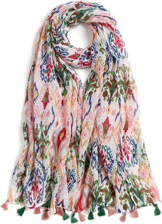 Scarf for Women Lightweight Soft Floral Leopard Printed Scarves Fall Winter Fashion Shawl Wrap with Fringe