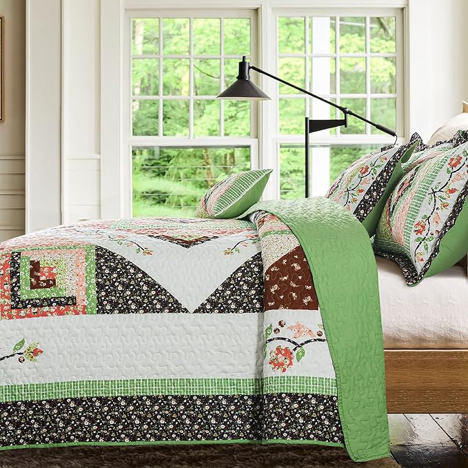BEDIFANY Queen Size Quilt Set, Farmhouse Cotton Fill Bedspread Coverlet Set | - Image 9