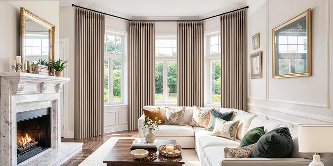 MIULEE Pinch Pleated 100% Blackout Curtains 40"x102" Long Linen 4 Panel Set | - Image 2