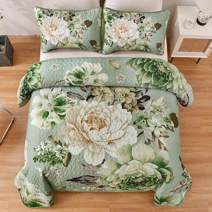 WONGS BEDDING Quilt King Size, Soft Microfiber Lightweight Farmhouse Bed Cover - Image 2