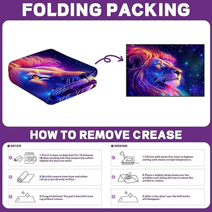 2'7" x 3'11" Galaxy Lion Rug 3D Fierce Lions Area Rugs for Kids Bedroom Living Room Playroom Gameroom Boys Glitter Carpet Throw Rugs Floor Mat 47 in X 31 in