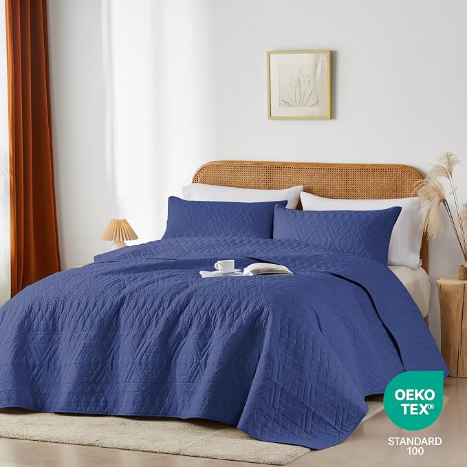 akkialla King/Cal King Size Quilt Bedding Set, Modern Style Geometric Pattern - Image 2