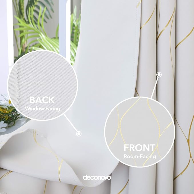 Deconovo Curtains for Living Room, Pattern Blackout Curtains 63 Inches Long | - Image 5
