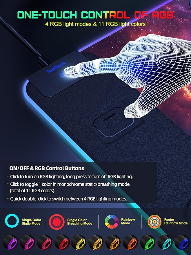 TopMade Wireless Charging Mouse Pad, RGB Gaming Mousepad Home Office Desk Pad, 31.5” x 15.8” Large Desk Mat, Waterproof Keyboard Pad, Galaxy Nebula (Includes 20W PD Power Adapter & 6.56ft Woven Cable)