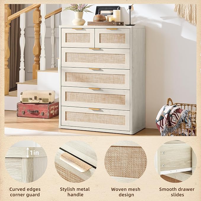 LEYAOYAO Rattan Dresser for Bedroom - Image 7