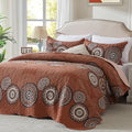3 Pieces King Size Burnt Orange Rust Quilt Set Lightweight Oversized Bedspread by LEAONME