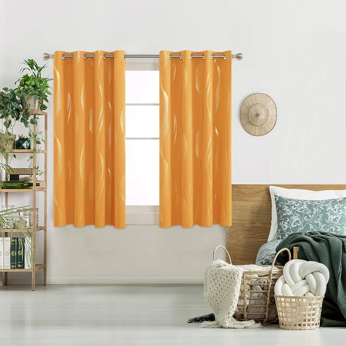Deconovo Curtains for Living Room, Pattern Blackout Curtains 45 Inches Long | - Image 2