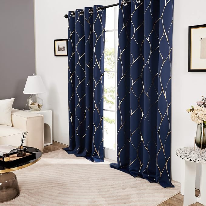 Deconovo Curtains for Living Room, Pattern Blackout Curtains 84 Inches Long | - Image 3