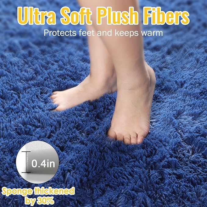 Blue Rug 4x6 Ft Fluffy Shag Rugs - Image 6