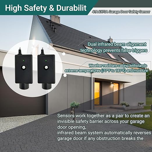 Upgraded 41A4373A Garage Door Safety Sensor Compatible with LiftMaster & Chamberlain Openers