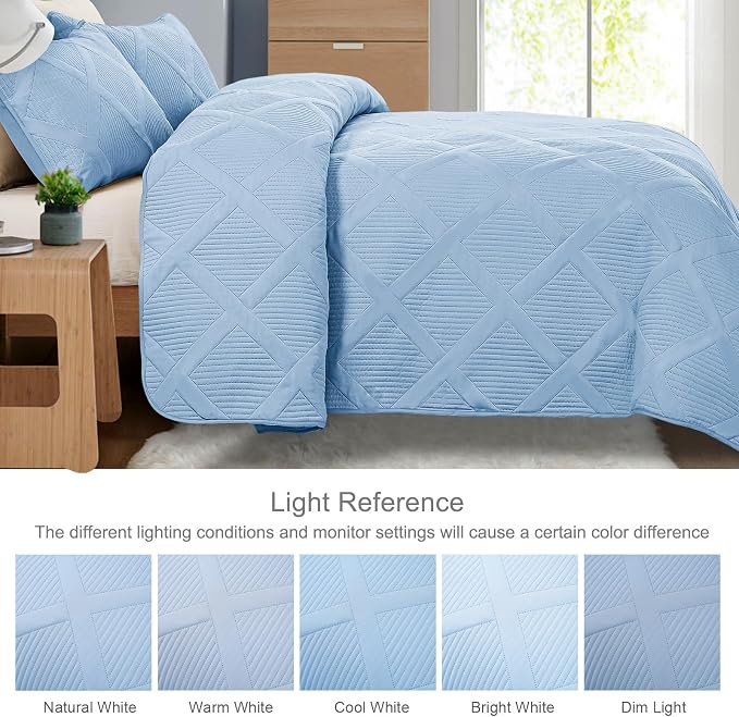 Exclusivo Mezcla Quilt King Size, Sky Blue | Soft Bedspreads - Image 5