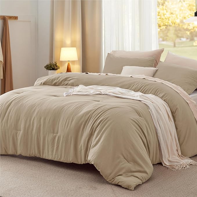 Bedsure Twin/Twin XL Comforter Set, Khaki Soft Prewashed Bedding by Unknown