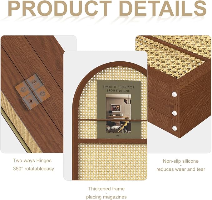 Rattan Room Divider with Bookshelf, Privacy Screen - Image 3