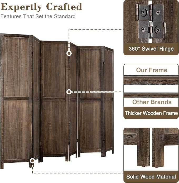 WelFurGeer 6 Panel Room Divider Screen - Image 3