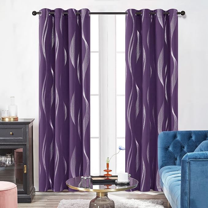 Deconovo Curtains for Living Room, Pattern Blackout Curtains 72 Inches Long | - Image 2