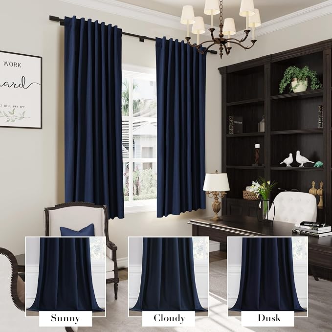 Joywell 100% Blackout Linen Curtains 45 Inches Long - Image 6