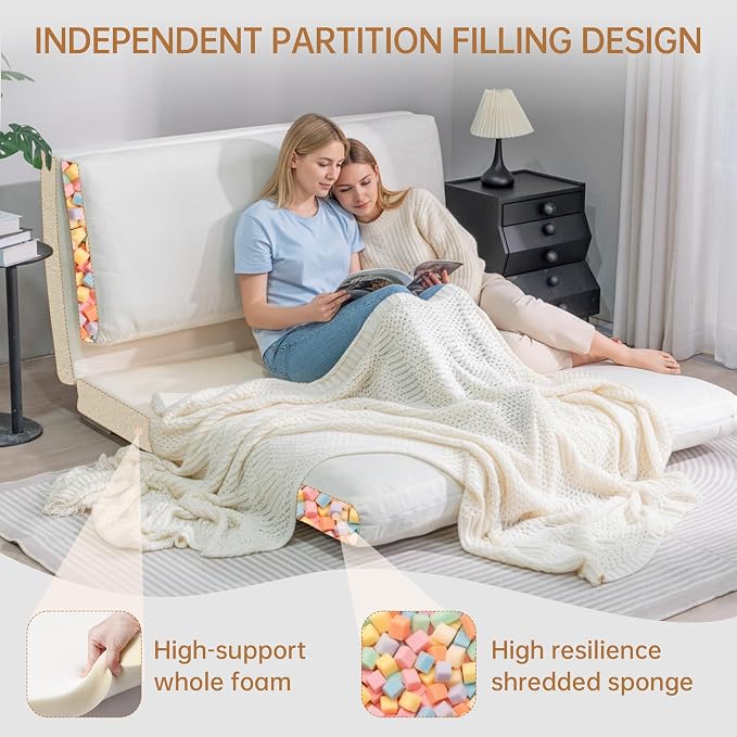Cvortll 4-in-1 Folding Sofa Bed, Memory Foam Bean Bag Chair, Large Convertible - Image 7