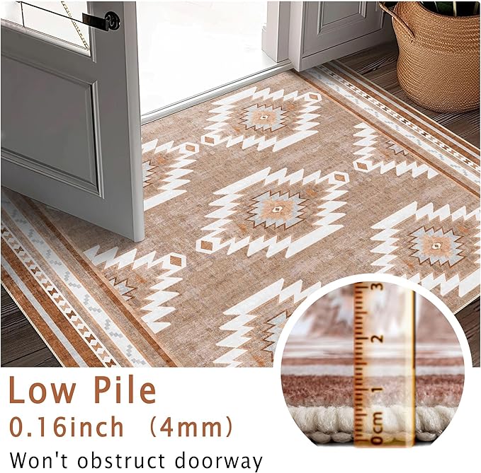 Runner Rug 2'x7' Western Washable Non-Slip Runners for Hallways Kitchen Entryway Laundry Room Modern Carpet Hallway Runner Camel