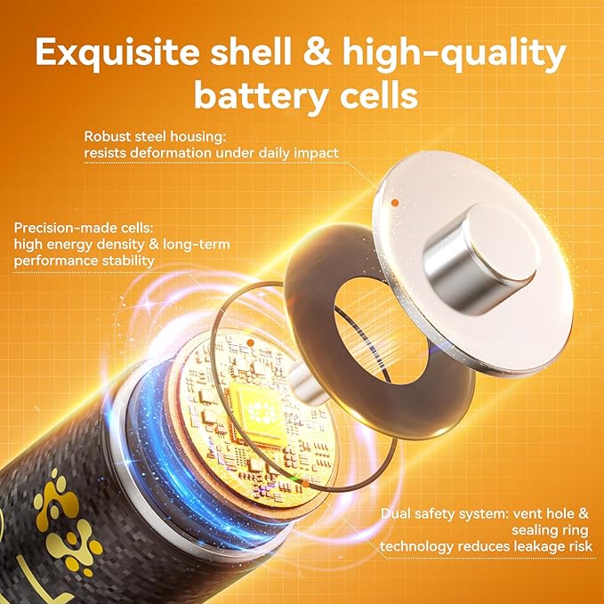 TWINSDUCK Rechargeable AA Batteries, 2800mAh High Capacity NiMH Double A Battery for Household and Office Devices，8 Pack