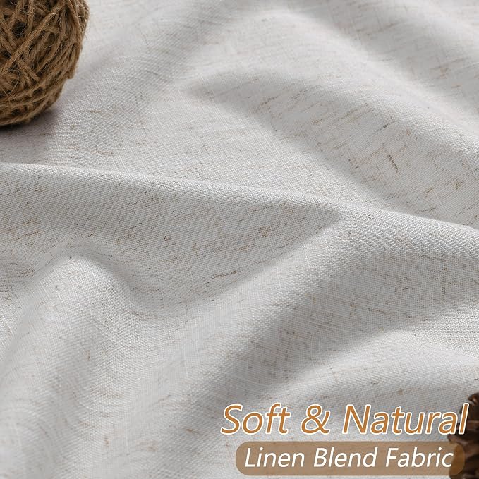 100% Natural Linen Blackout Curtains 84 Inch Long 2 Panels Set - Image 3
