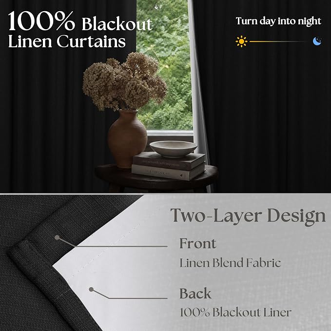 Black 120 Inch Pinch Pleated 100% Blackout Curtains - Image 2