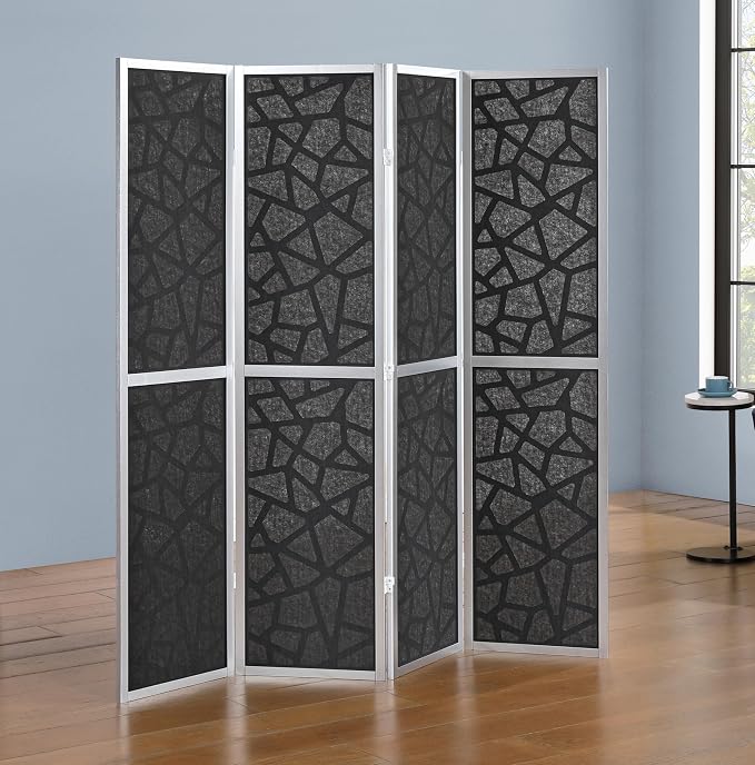 Roundhill Furniture Aurra 4-Panel Wood Room Divider, Folding Portable Partition - Image 2
