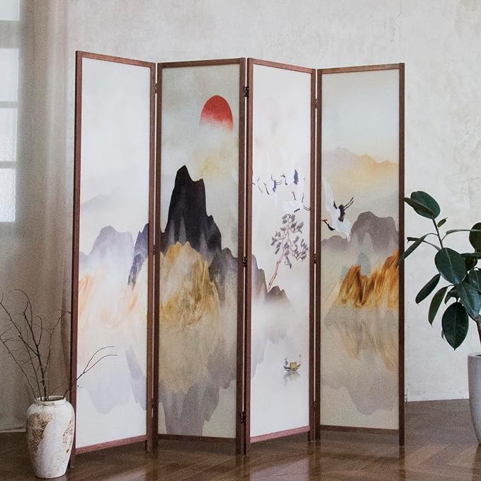 4 Panel Room Divider, 5.6 ft Tall Blackout Folding Privacy Screen - Image 5