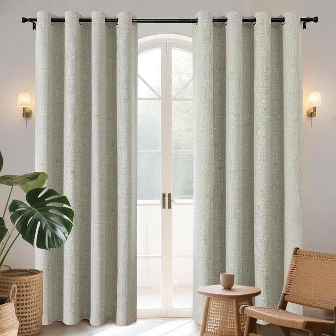 Joydeco Blackout Room Divider Curtains, Extra Wide Light Beige Sliding Door by JOYDECO