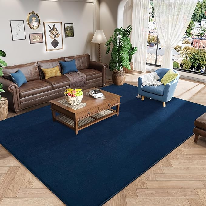 Navy Blue Area Rugs for Bedroom Living Room, 6x9 Memory Foam Rug | Thickened by AmeareaDirect